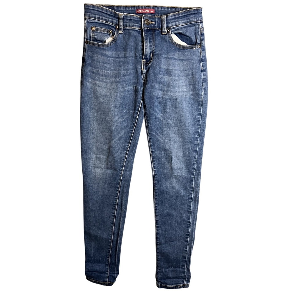 April Girl Jeans Women's Size 7 Blue Denim Skinny Fit Medium Wash‎ Inseam 27